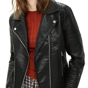 Topshop Rosa Faux Leather Biker Jacket